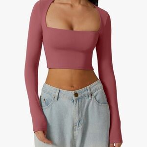 Mauve Long Sleeve Crop Top